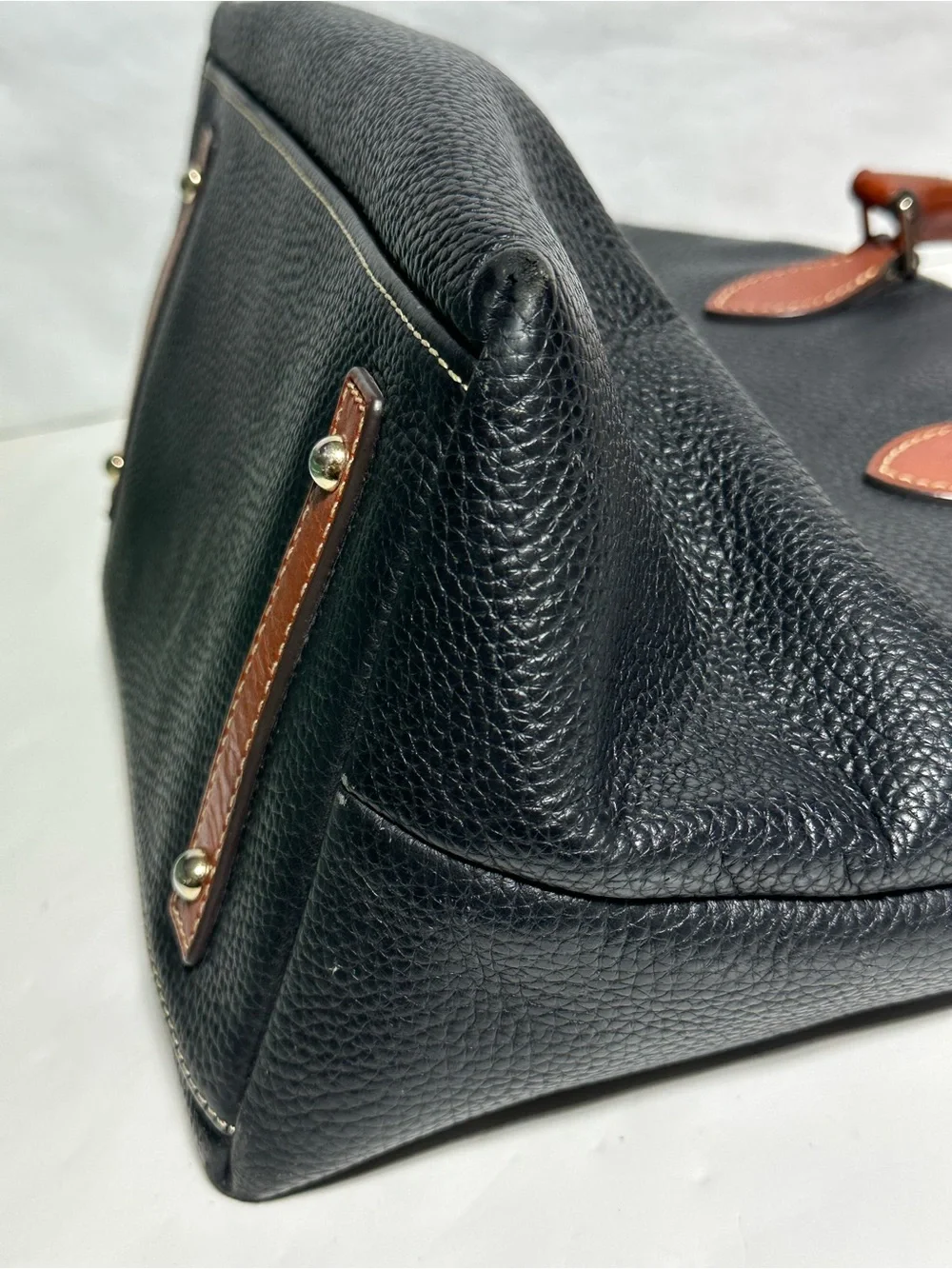 Dooney & Bourke Black Domed Pebble Grain Zip Satchel -(VO 122864) with dust bag
